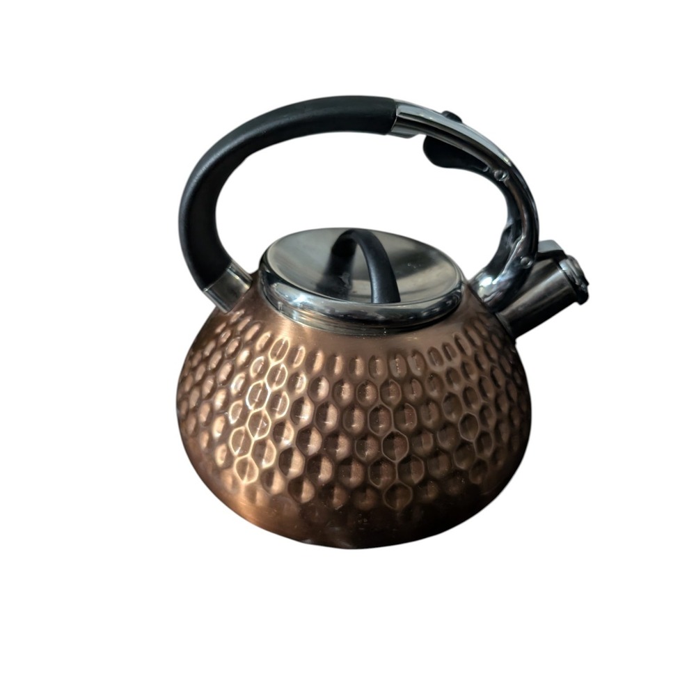 Balduzzi Italian Style Stainless Steel Tea Kettle Hammered Copper Look 3L